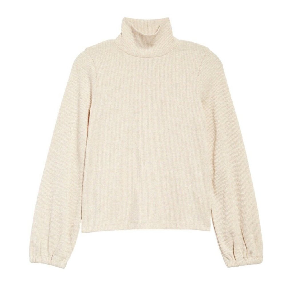 Madewell Bubble Sleeve Heathered Swing Turtleneck
